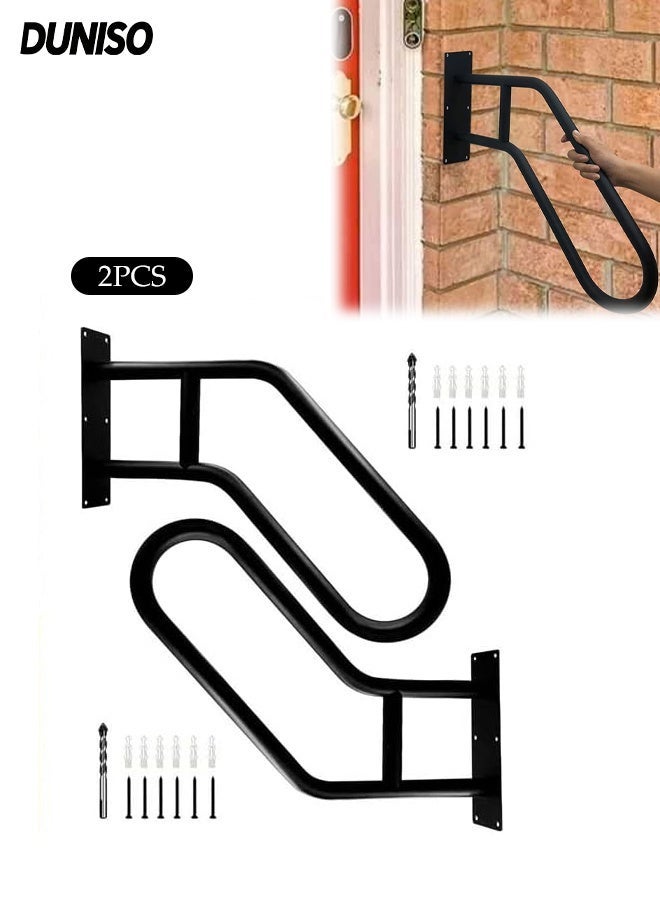 DUNISO 2Pcs U-Shaped Metal Stair Handrail,Heavy Duty Wall Mount Handrail for Outdoor Steps, Non-Slip Safety Grab Bar,Easy to Install,Sturdy and Durable,for Indoor Stairs, Porch, Garage, Garden ﻿ - Image 1