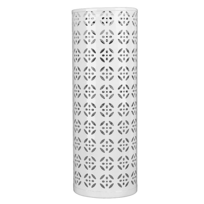 Umbrella Holder: White Metal Compact Space-Saving - Rust-Proof Hollow Quick-Drying Umbrella Stand for Entryway Office Home Storage - Image 1