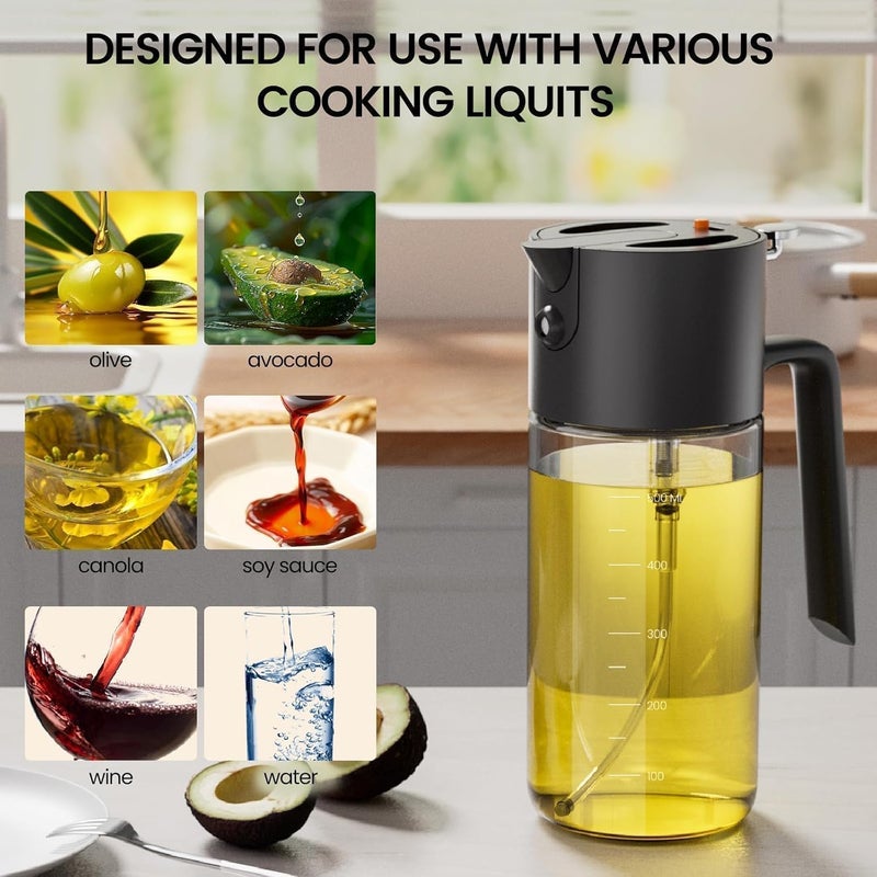 Costop Oil Sprayer for Cooking, 2025 Large Advanced Olive Oil Dispenser Bottle,500ml/17oz Glass Olive Oil Sprayer,2 in 1 Even Spray with Portion Control for Kitchen, Air Fryer, Salad, BBQ - Black - Image 5