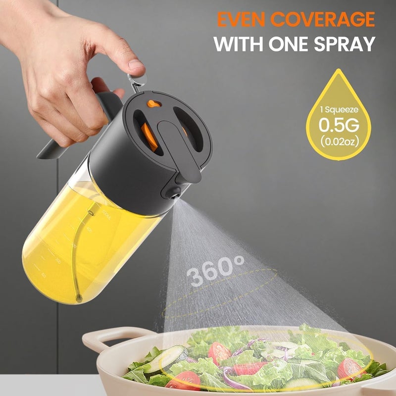 Costop Oil Sprayer for Cooking, 2025 Large Advanced Olive Oil Dispenser Bottle,500ml/17oz Glass Olive Oil Sprayer,2 in 1 Even Spray with Portion Control for Kitchen, Air Fryer, Salad, BBQ - Black - Image 3