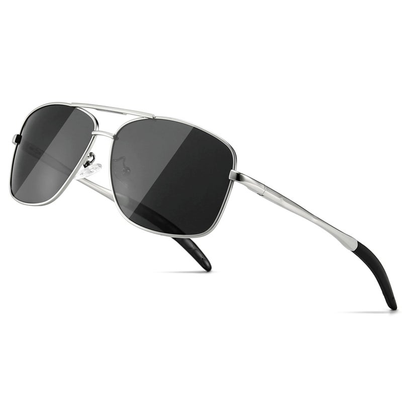 Sungait Men'S Polarized Sunglasses Durable Metal Frame For Fishing Driving Golf (Silver Frame/Grey Lens) Metal Frame 0925 Ykh - Image 1