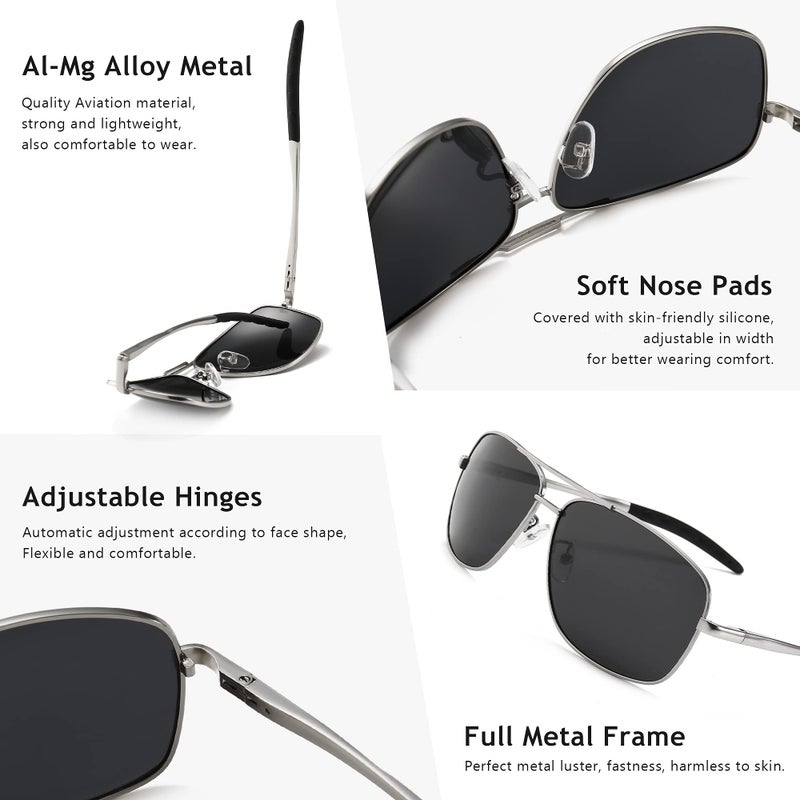 Sungait Men'S Polarized Sunglasses Durable Metal Frame For Fishing Driving Golf (Silver Frame/Grey Lens) Metal Frame 0925 Ykh - Image 3