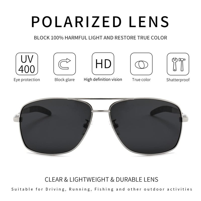 Sungait Men'S Polarized Sunglasses Durable Metal Frame For Fishing Driving Golf (Silver Frame/Grey Lens) Metal Frame 0925 Ykh - Image 2