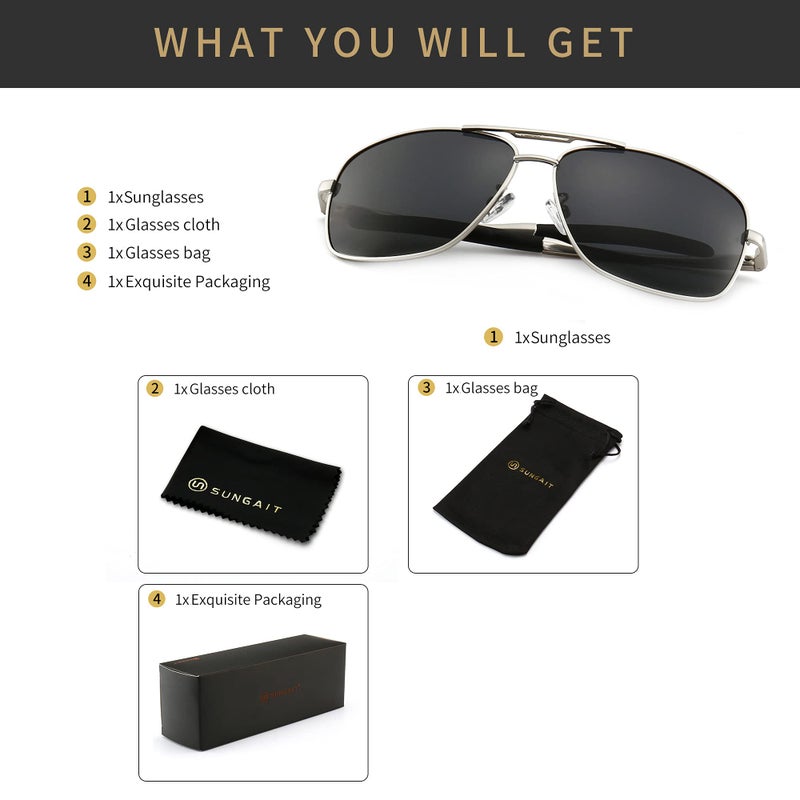 Sungait Men'S Polarized Sunglasses Durable Metal Frame For Fishing Driving Golf (Silver Frame/Grey Lens) Metal Frame 0925 Ykh - Image 5
