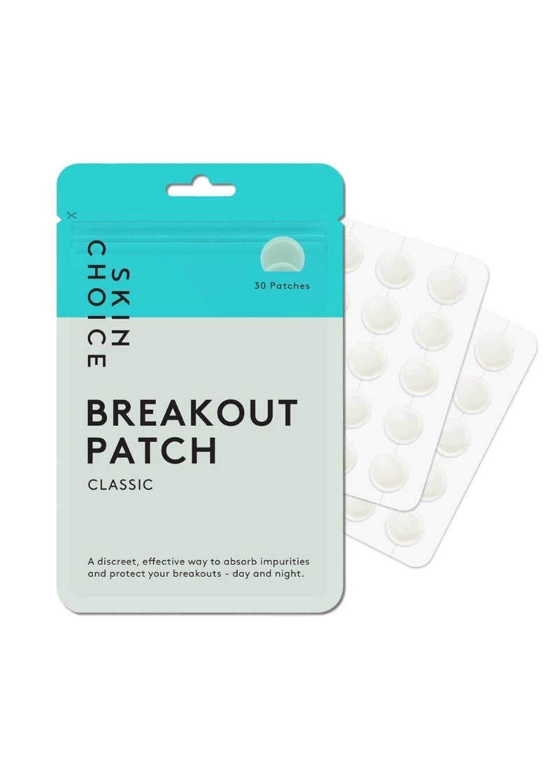 SKIN CHOICE SkinChoice Breakout Patch Classic - Pack of 30 - Hydrocolloid Pimple Patches - Vegan, Fragrance-free, Gluten-free, Latex-free, Parabens-free, Sulfates-free, Cruelty-free for Face and Body - Image 1