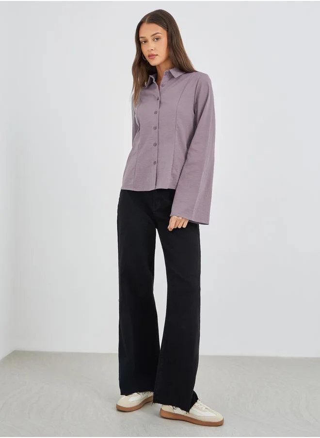 ستايلي Styli Regular Fit Flared Sleeves Buttoned Shirt