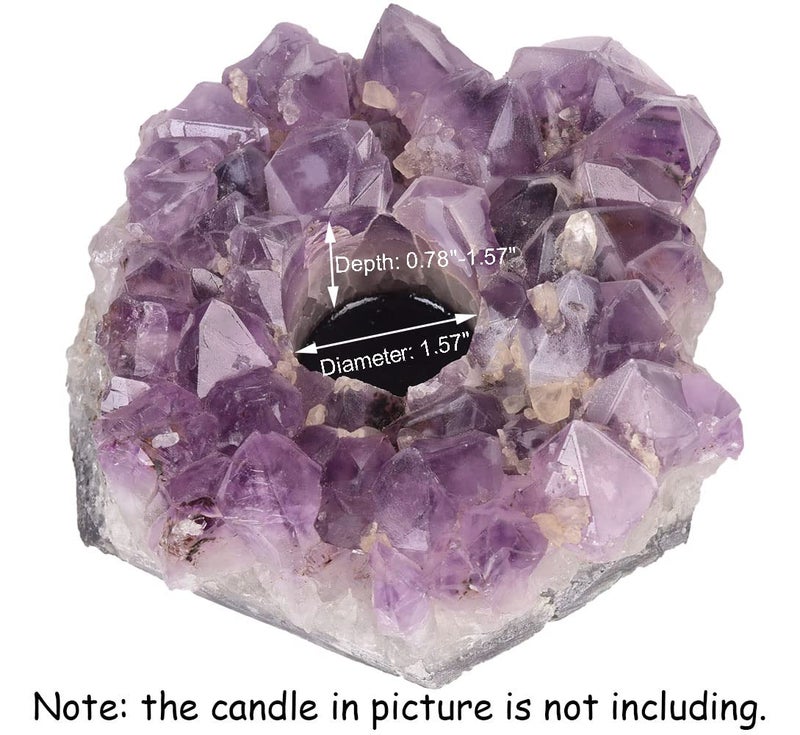 JIC Gem Amethyst Candle Holder Natural Purple Crystals Candle Stand Amethyst Tealight Candle Holders Home Decoration 4.5 Inch - Image 3