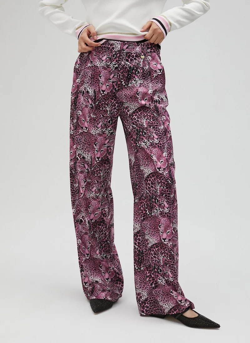 لولا كساديمونت Pink animal print straight-leg trousers