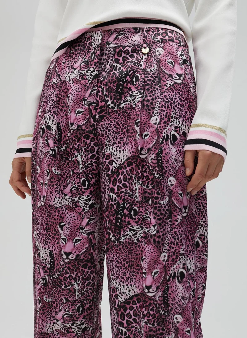 لولا كساديمونت Pink animal print straight-leg trousers