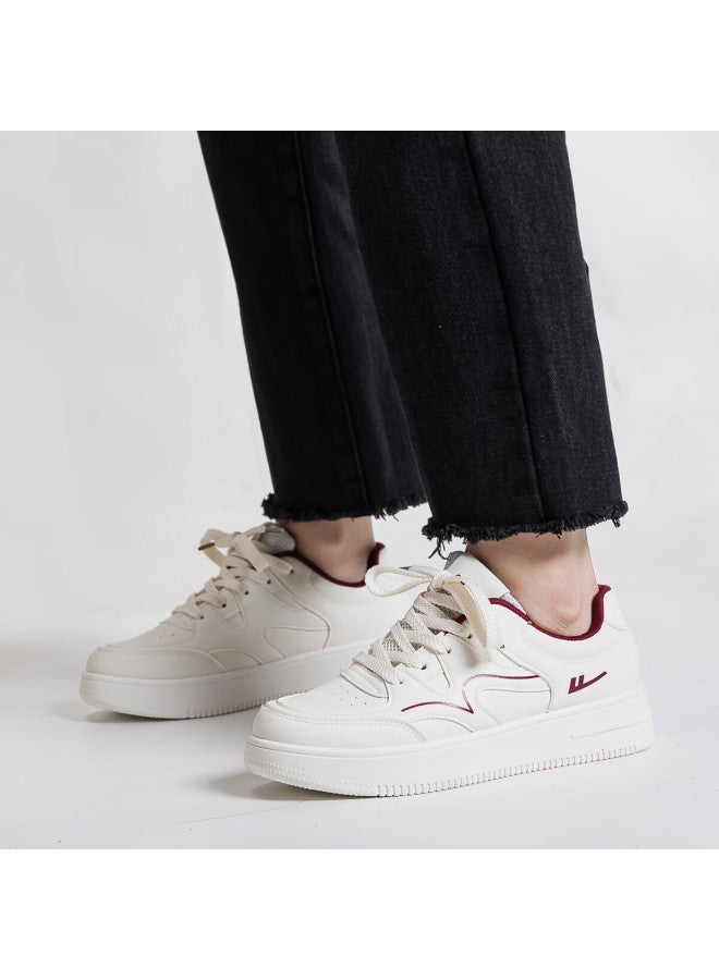 Pull Back Warrior Women's Classic Sneakers Autumn New Thick Sole White Casual Sports Shoes Wxy4660 White And Wine Red Size 37 - Image 4