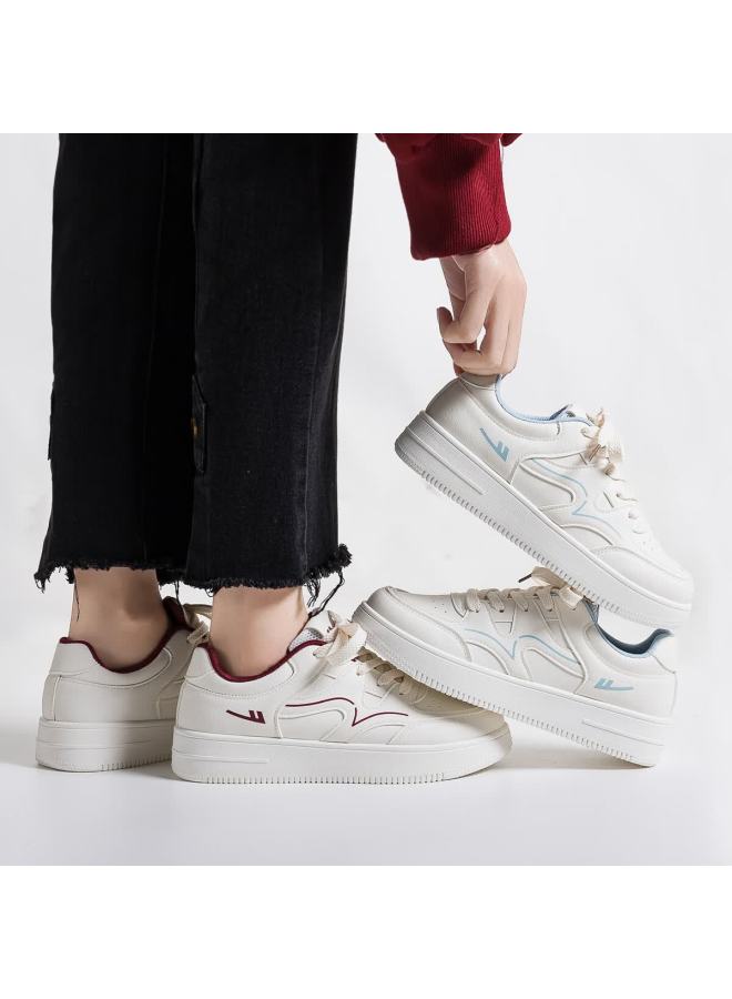 Pull Back Warrior Women's Classic Sneakers Autumn New Thick Sole White Casual Sports Shoes Wxy4660 White And Wine Red Size 37 - Image 5