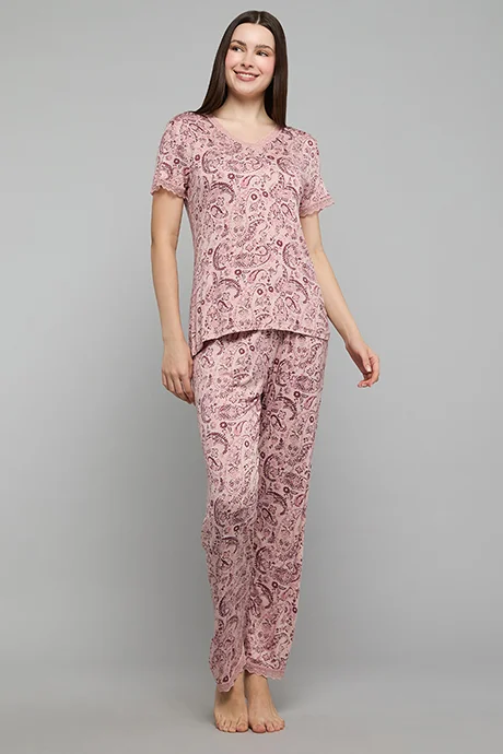 أر أند بي Paisley Print V-Neck Pyjama Set