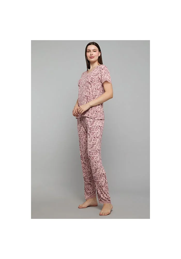 R&b Paisley Print V-Neck Pyjama Set