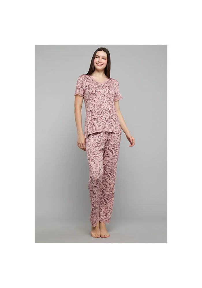 R&b Paisley Print V-Neck Pyjama Set