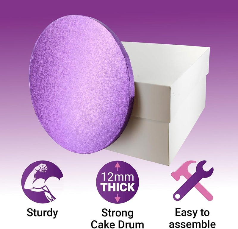 Culpitt Purple Board & Box Set | 12" | White Cake Box & Drum, Box And Cake Board, Storage & Transport Combo - Image 2