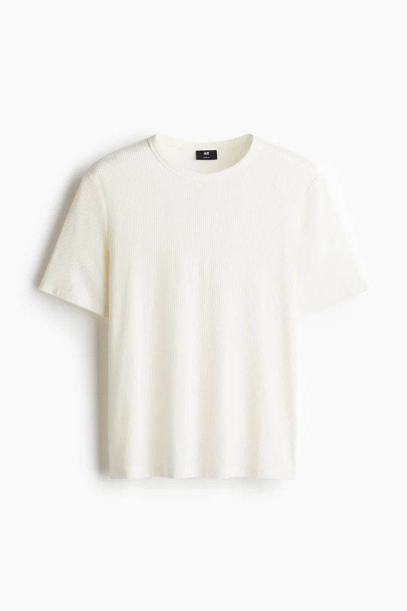 H&M Slim Fit Ribbed T-shirt