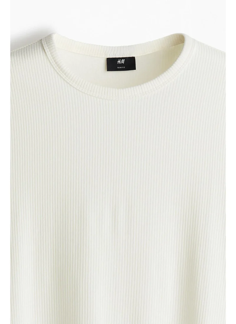 اتش اند ام Slim Fit Ribbed T-shirt