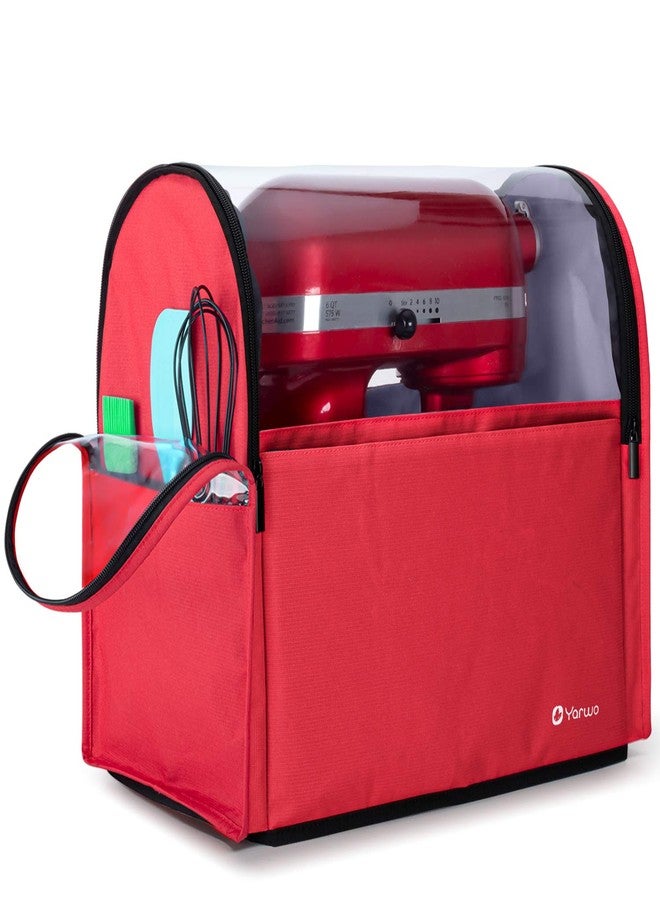 Yarwo 2026 Upgraded Stand Mixer Cover Compatible with 6-8 qt KitchenAid Mixer, Visible Dust Cover with Multiple Pockets for Extra Kitchen Accessories, Red - Image 1