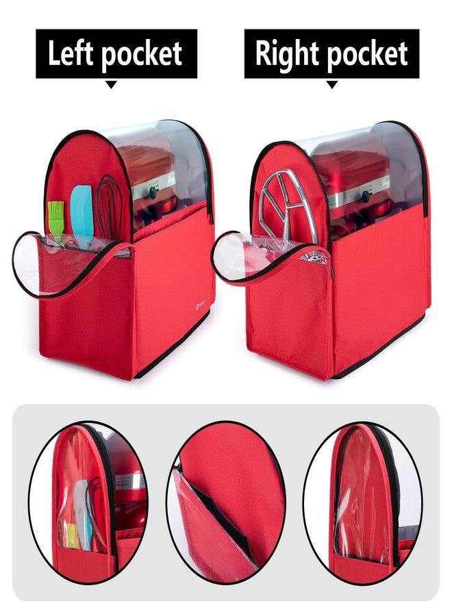 Yarwo 2026 Upgraded Stand Mixer Cover Compatible with 6-8 qt KitchenAid Mixer, Visible Dust Cover with Multiple Pockets for Extra Kitchen Accessories, Red - Image 4