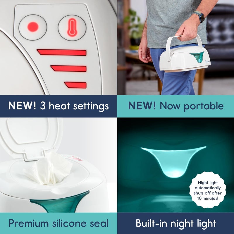 Hiccapop Portable Baby Wipe Warmer  Baby Wipes Warmer For Babies Includes 2 Power Bases  Diaper Wipe Warmer With Changing Light - Image 3