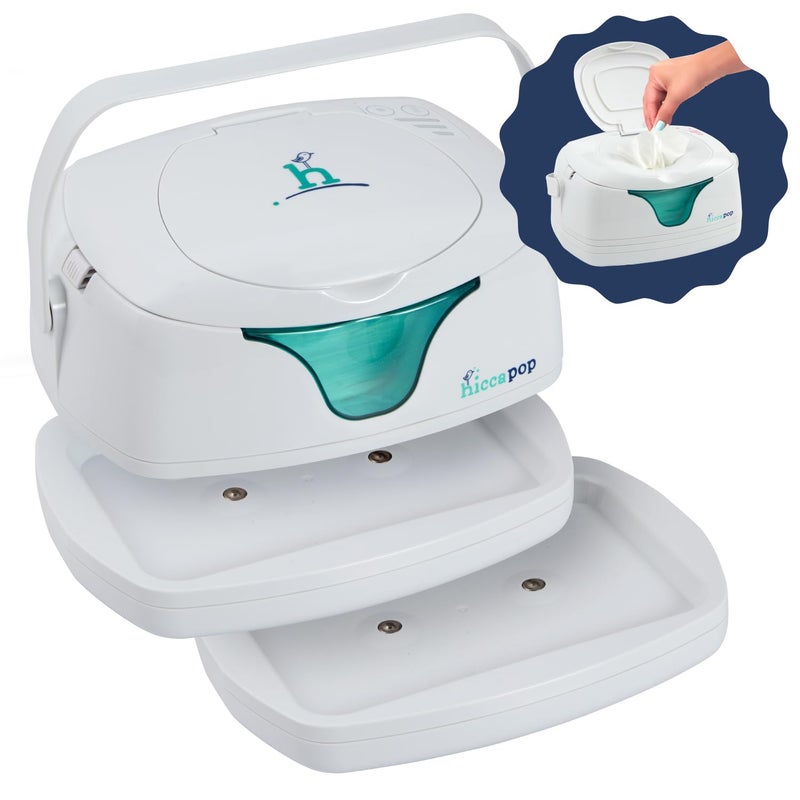 Hiccapop Portable Baby Wipe Warmer  Baby Wipes Warmer For Babies Includes 2 Power Bases  Diaper Wipe Warmer With Changing Light - Image 1