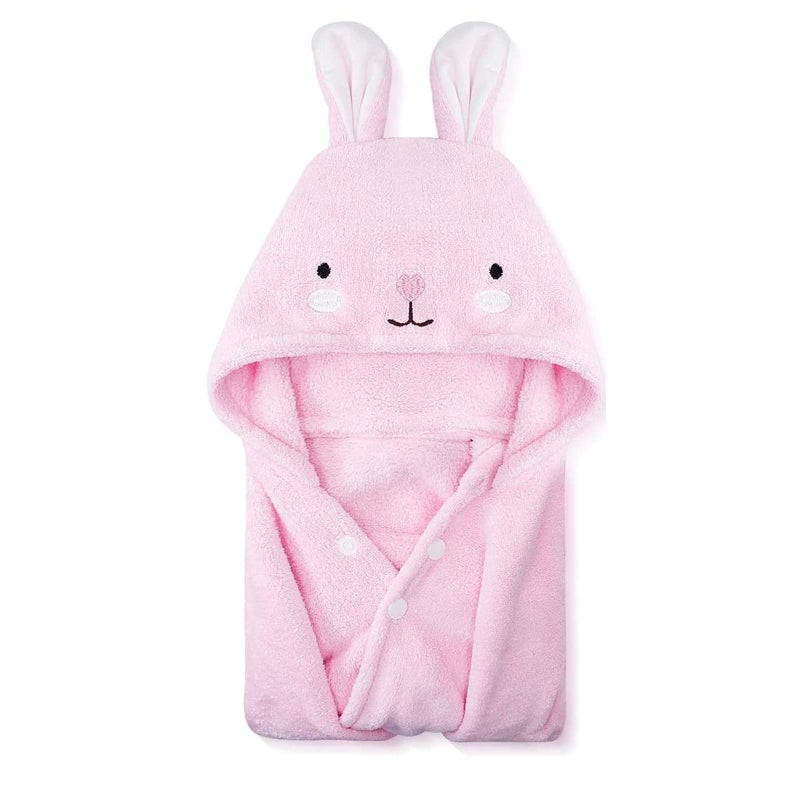 ROMASA Toddler Hooded Bath Towel Ultra Soft Towel Highly Absorbent Bathrobe Blanket for Boys Girls 275 x 55Pink RabbitShape