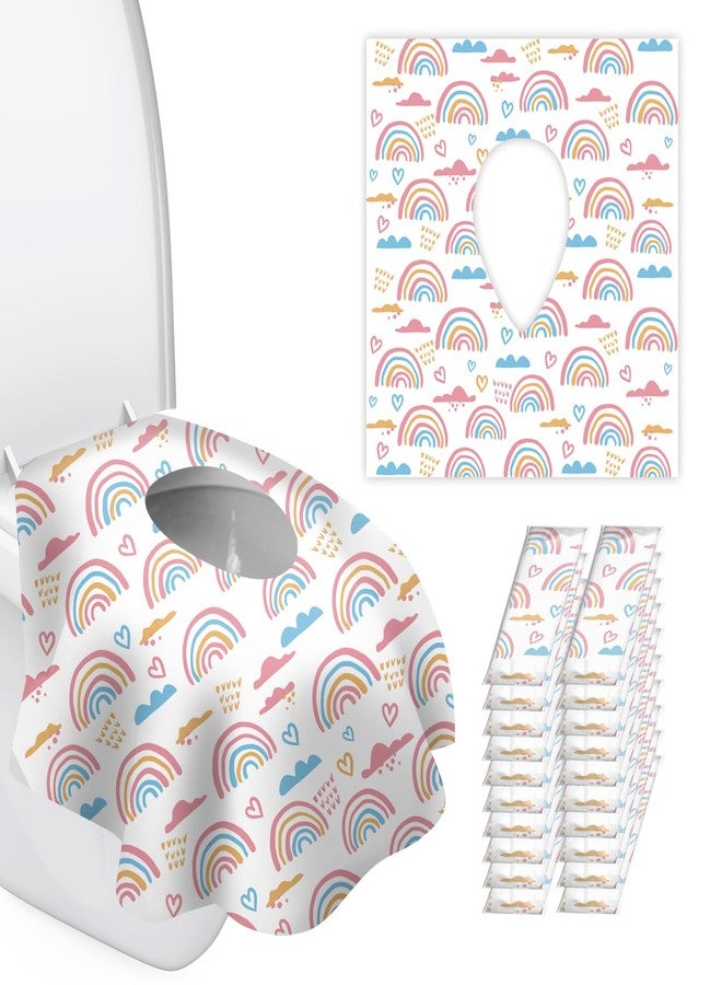 kimitimi 20 Pack Toilet Seat Covers Disposable for Kids Toddlers & Adults, Extra Large Waterproof Toilet Cover Individually Wrapped Travel Essential Portable Potty Training in Public Restrooms, Trip - Rainbow - Image 1