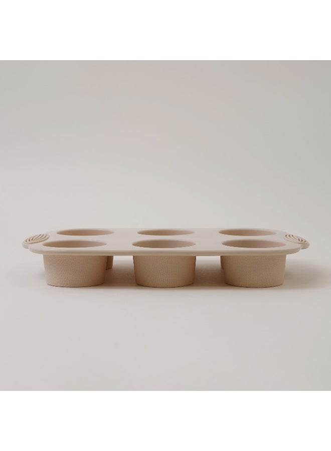 ألبرتو قالب كيك مافن سيليكون 6 قوالب 29.8*18*3.9سم، كريمي - Image 1