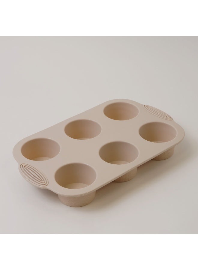 ألبرتو قالب كيك مافن سيليكون 6 قوالب 29.8*18*3.9سم، كريمي - Image 3