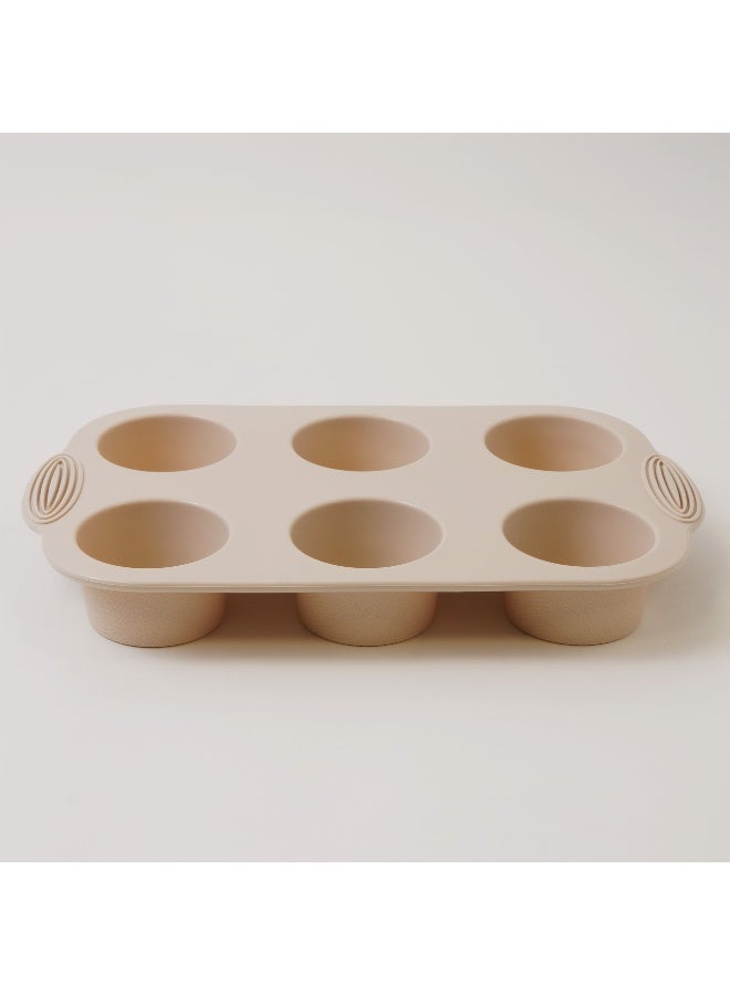 ألبرتو قالب كيك مافن سيليكون 6 قوالب 29.8*18*3.9سم، كريمي - Image 2