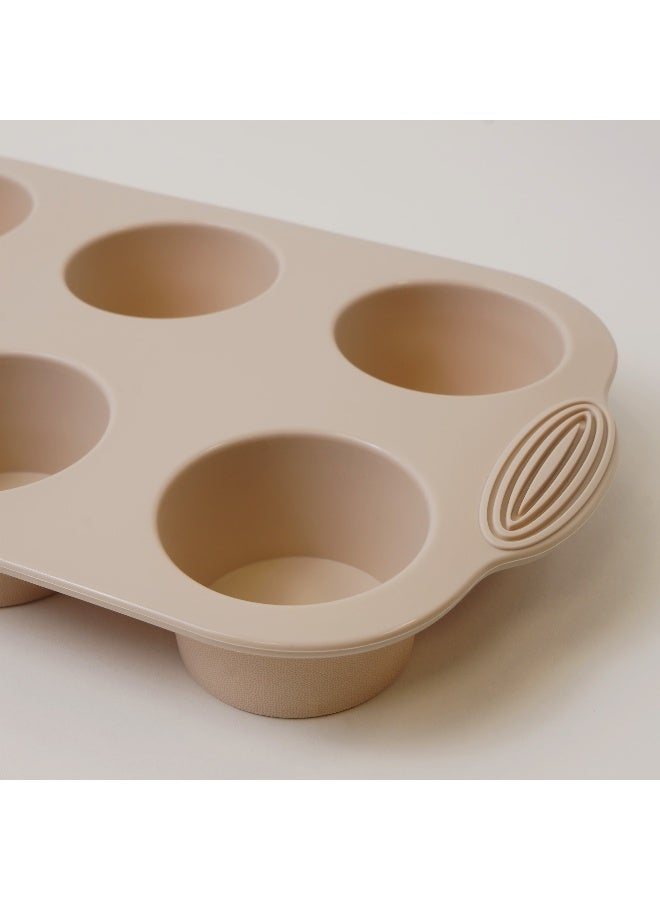 ألبرتو قالب كيك مافن سيليكون 6 قوالب 29.8*18*3.9سم، كريمي - Image 4
