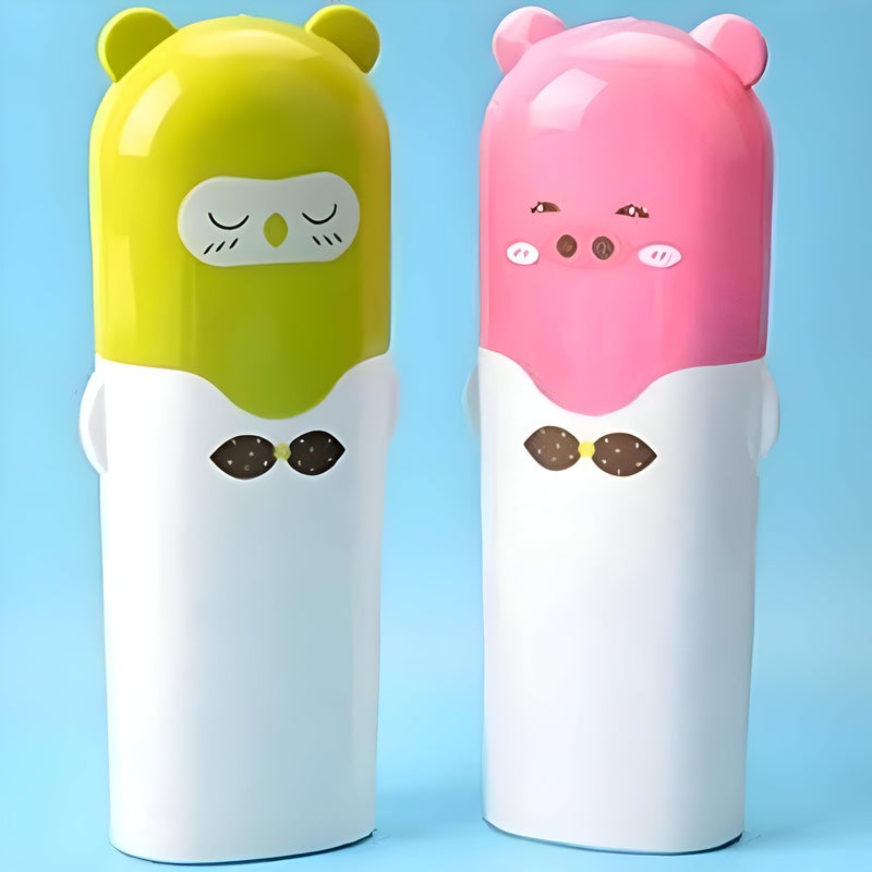 Aseenaa Plastic Cute Cartoon Shape Portable Toothbrush Case Holder for Bathroom Storage, Camping and Travel | Pack of 2, Multicolor - Image 5