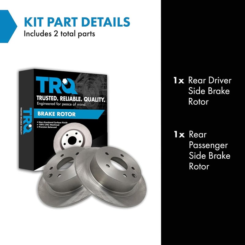 TRQ Rear Brake Rotors Set Solid Compatible with 2002-2022 Nissan Altima 2011-2017 Juke 2004-2018 Maxima 2007-2019 Sentra - Image 2