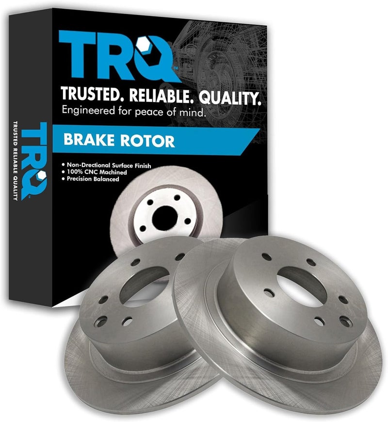 TRQ Rear Brake Rotors Set Solid Compatible with 2002-2022 Nissan Altima 2011-2017 Juke 2004-2018 Maxima 2007-2019 Sentra - Image 1
