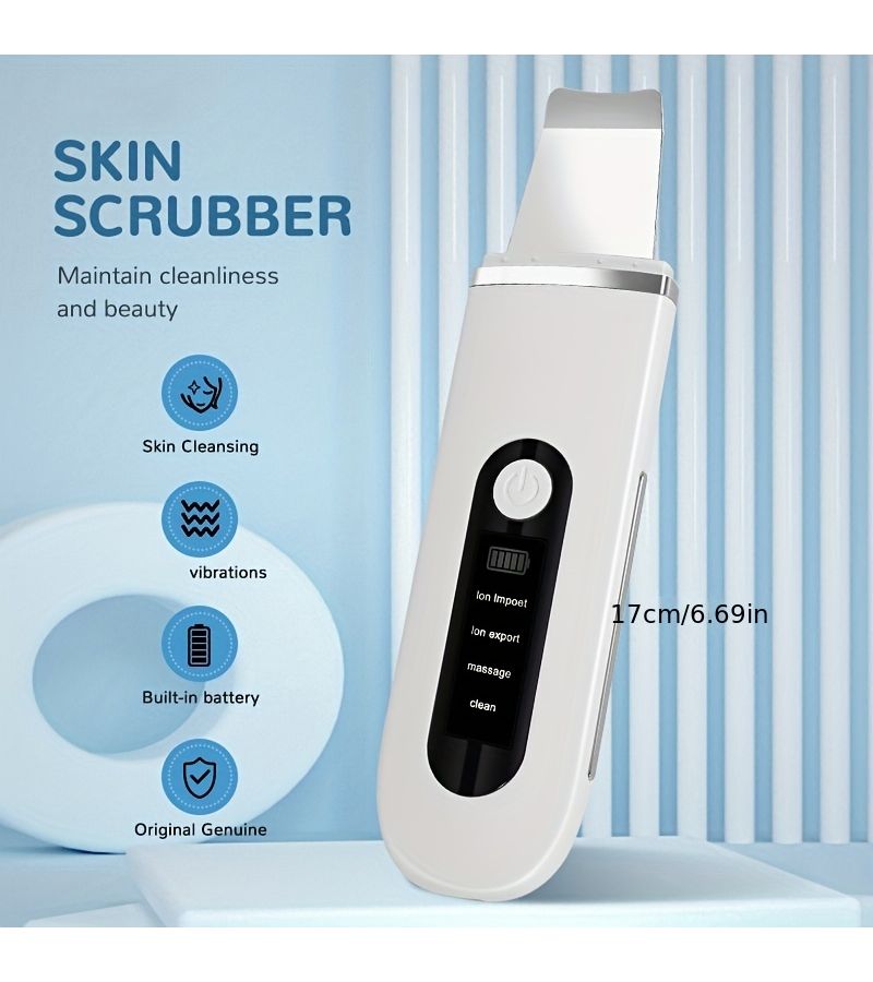 White 4 In 1 Facial Skin Deep Cleaning Beauty Instrument Vibrating Massage Shaver Led Display Screen Suitable For Men And Women Perfect Gift - Image 1