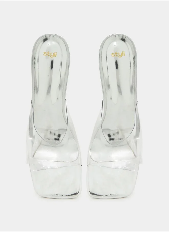 Styli Peep Toe Sculptured Kitten Heel Sandals