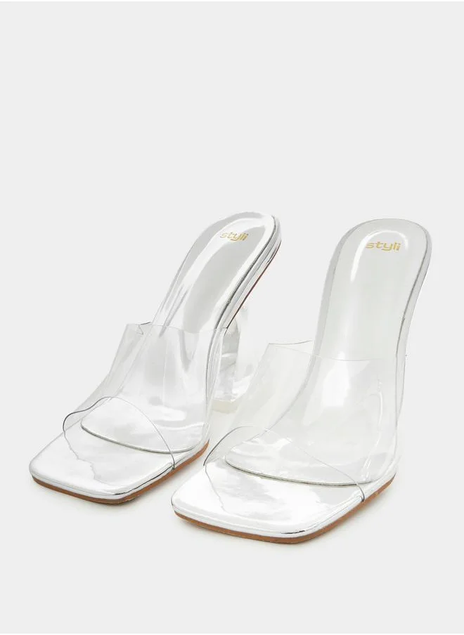 Styli Peep Toe Sculptured Kitten Heel Sandals