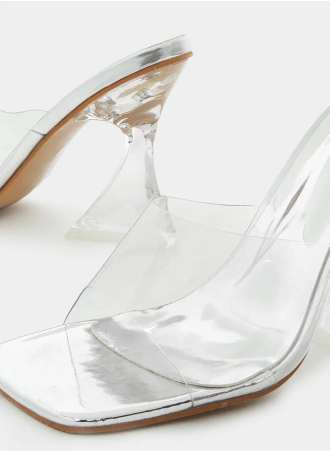 Styli Peep Toe Sculptured Kitten Heel Sandals