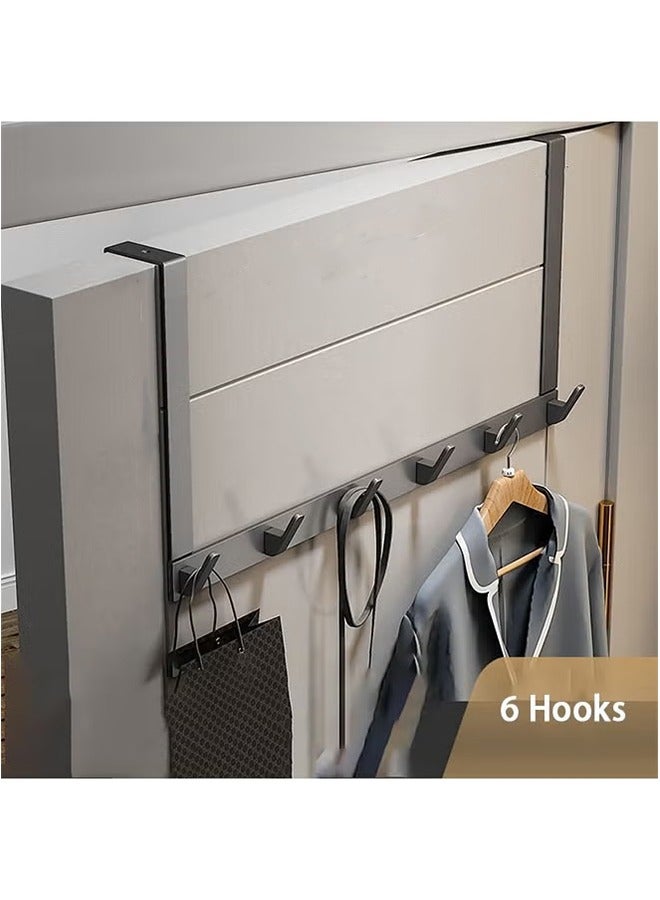 Hihonor Over The Door Hooks,6 Hook Door Hanger Rack,Over The Door Towel Rack for Bathroom, Door Towel Hanger for Hanging Clothes Hat, Decorative Organizer Hooks For Clothes,Coat,Hat,belt,Towels  - Image 1