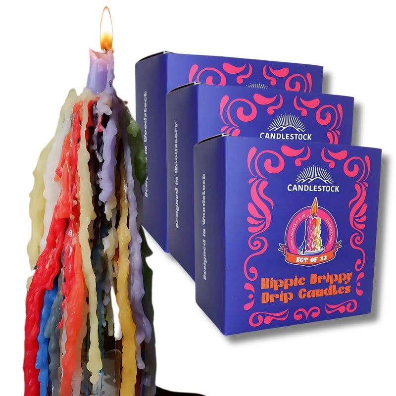 Candlestock Hippie Drippy Drip Candles Pack of 66 Dripping Taper Candles Wine Bottle Melting Candle 6 of Each Color