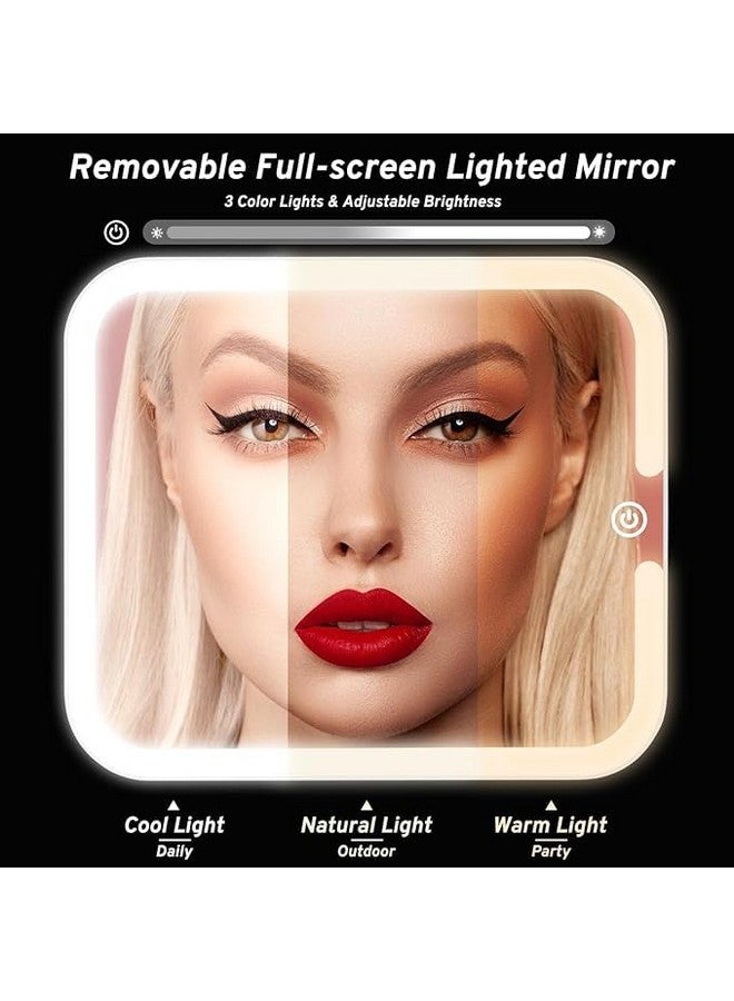 Shrux Travel and Outdoor Event Use Makeup Bag with LED Light Mirror|Adjustable Dividers Vanity Makeup Organizer Case for Girls and Women with 3-Modes Brightness Setting|Portable Makeup Box (Black) - Image 5