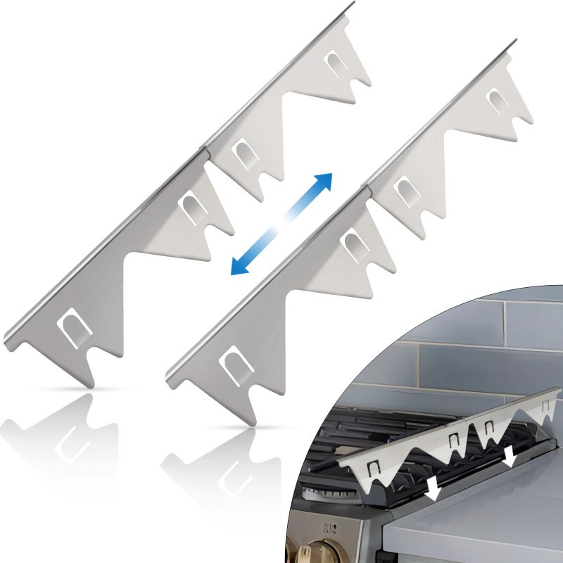 Stainless Steel Stove Counter Gap Cover 2 Pack Oven Gap Filler Stove Gap Filler for Kitchen Range Trim Kit Easy Clean with Heat Resistant Adjustable Length 138 to 276 1