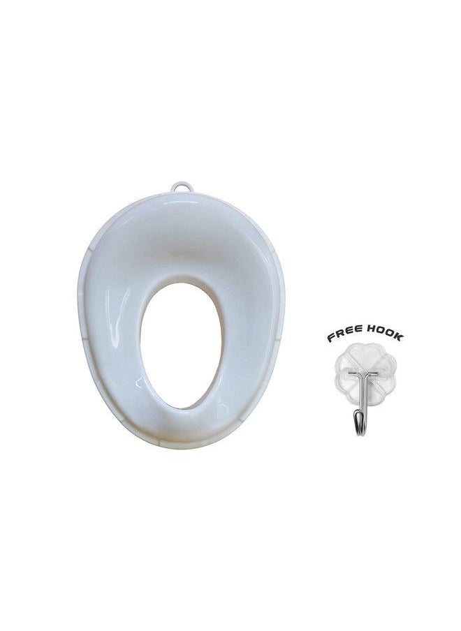 Techhark Baby Potty Training Toilet Seat For Boys And Girls Kids Non Slip With Splash Guard Fits Round & Oval Toilets Free Includes Storage Hook ; Plastic (White)  - Image 5