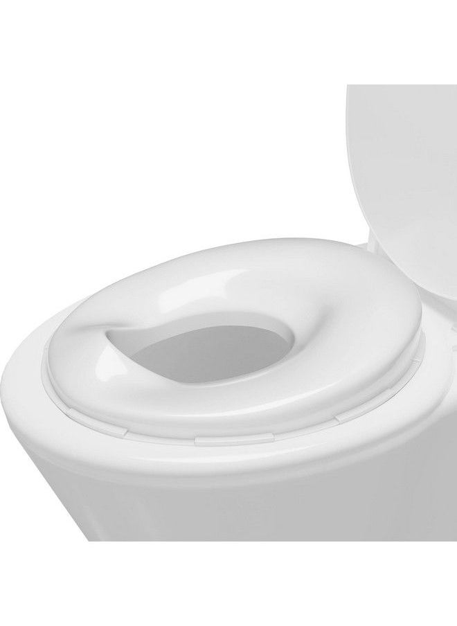 Techhark Baby Potty Training Toilet Seat For Boys And Girls Kids Non Slip With Splash Guard Fits Round & Oval Toilets Free Includes Storage Hook ; Plastic (White)  - Image 1