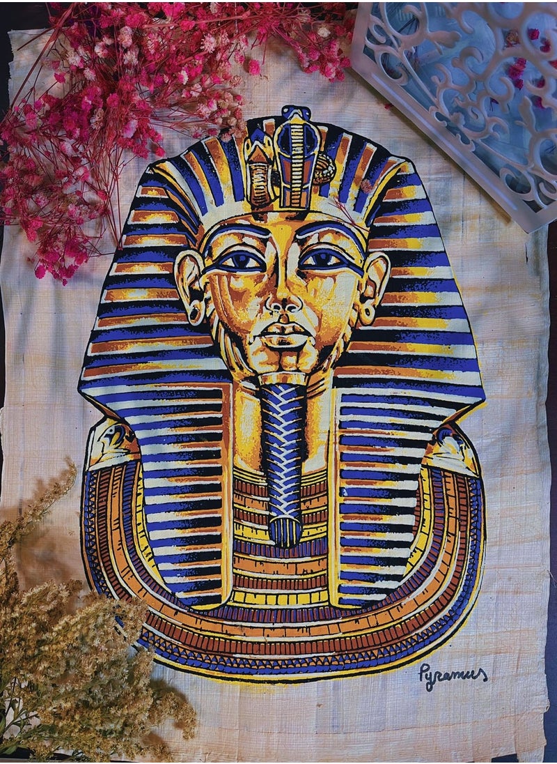 Generic Illuminated Pharaonic Tutankhamun papyrus, size 30x40cm, blue  - Image 1