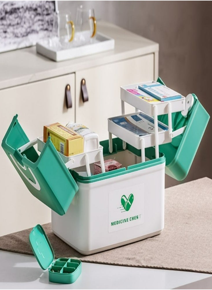 Oasisgalore Medicine Box Household Large Capacity Multi-layer Medical Care First Aid Box Small Pill Box Medicine Storage Box  - Image 1