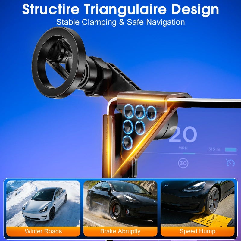 IYOFINE M2026 Tesla Phone Mount, No Glue Required, for MagSafe Magnetic Car Dash Phone Holder for Tesla Model Y, Model 3 Accessories, Fits All iPhone & Android with Magnetic Ring (for Tesla) - Image 4