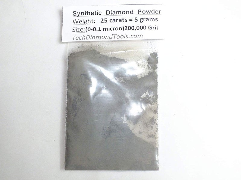 TechDiamondTools Diamond Powder for Polishing Glass Quartz Marble Rock Jewelry Stone Windshield Travertine Gemstone 200000 Grit 001 Microns 25 Carats 5 Grams USA Made