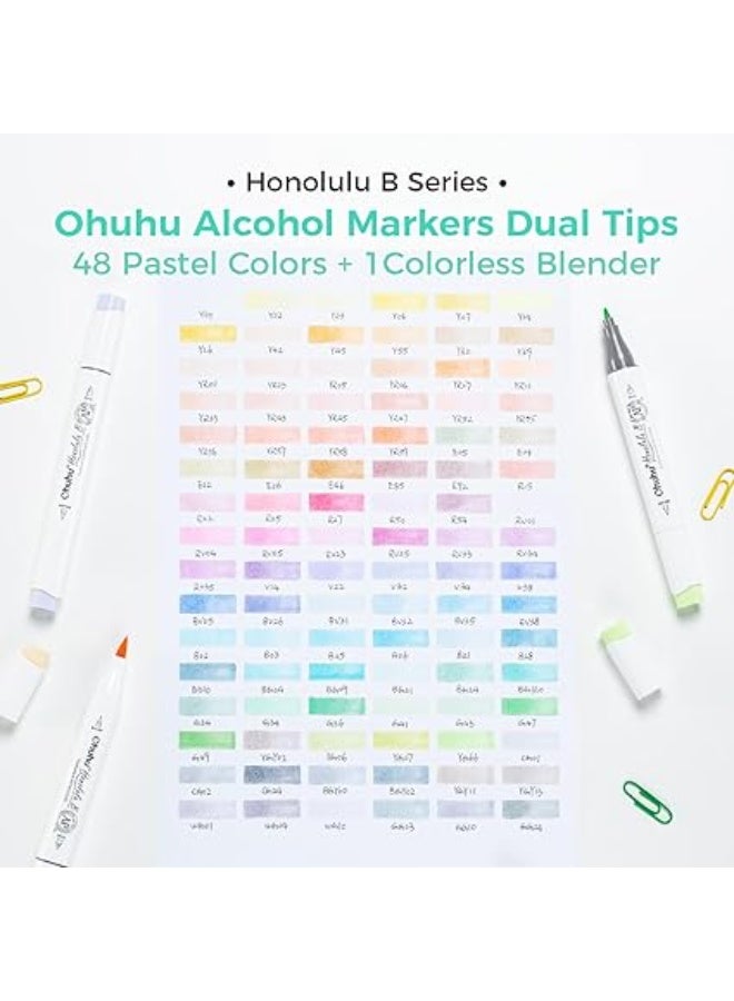 أوهوهو مجموعة أقلام ماركر كحولية بألوان باستيل من أوهوهو – طقم سويتنس آند بلوسومنج مكون من 96 قلم مزدوج الطرف للفنانين والهواة – رأس فرشاة ناعمة ورأس رفيع للتلوين والرسم والتظليل باحتراف – ألوان باستيل زاهية ومتناسقة مثالية للتصميم والرسم الجرافيكي والكتب الفنية والمشروعات الإبداعية - Image 3