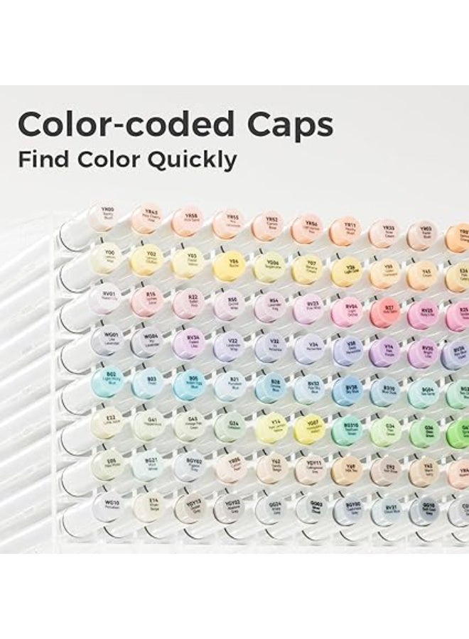 أوهوهو مجموعة أقلام ماركر كحولية بألوان باستيل من أوهوهو – طقم سويتنس آند بلوسومنج مكون من 96 قلم مزدوج الطرف للفنانين والهواة – رأس فرشاة ناعمة ورأس رفيع للتلوين والرسم والتظليل باحتراف – ألوان باستيل زاهية ومتناسقة مثالية للتصميم والرسم الجرافيكي والكتب الفنية والمشروعات الإبداعية - Image 4